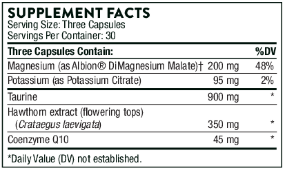 Heart Health Complex (formerly Q-10 Plus) Supplement Facts Label