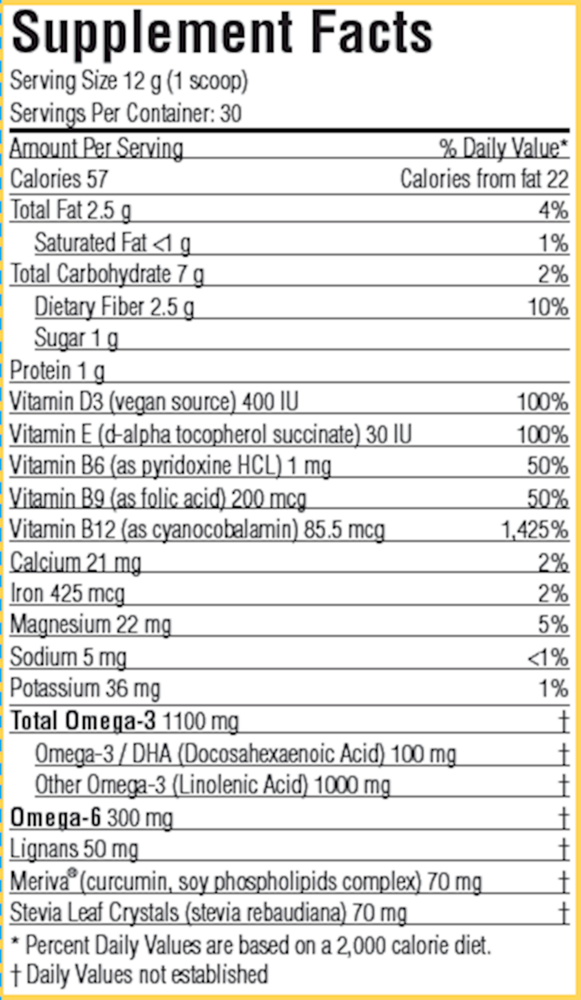 nanomega3 Pineapple Orange Supplement Facts Label