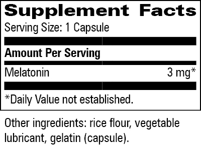 Melatonin 3 mg Supplement Facts Label