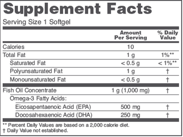 Ultra Omega 3-D Supplement Facts Label