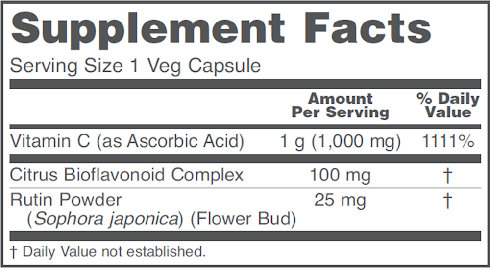 C-1000 Caps Supplement Facts Label