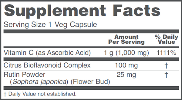 C-1000 Caps Supplement Facts Label
