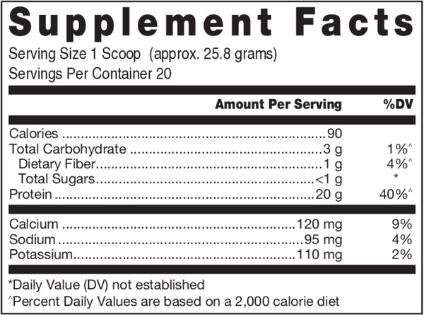 Klean Isolate Natural Vanilla Supplement Facts Label