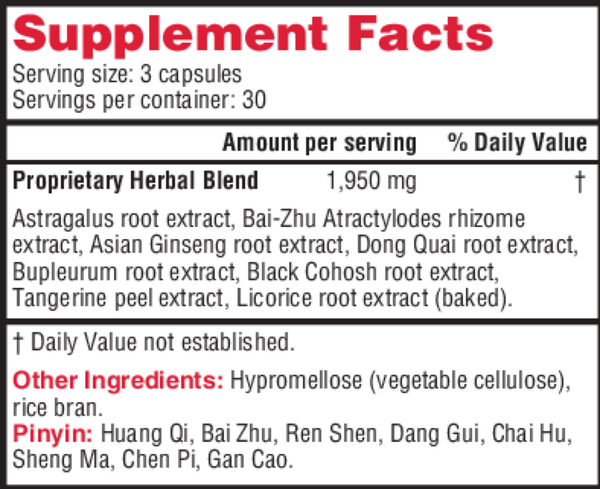Raise Qi Supplement Facts Label