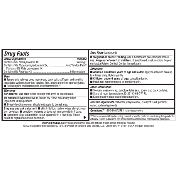 Sports Gel Supplement Facts Label