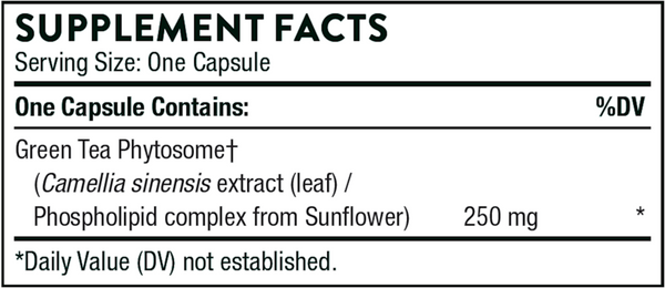 Green Tea Phytosome Supplement Facts Label