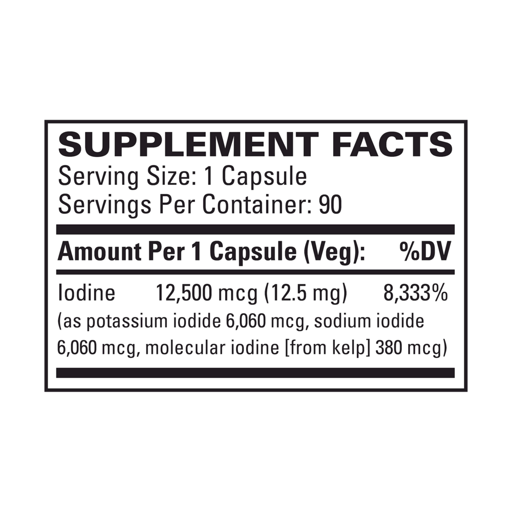Tri Iodine 12.5 mg Supplement Facts Label