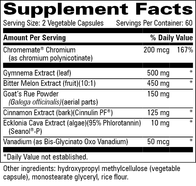 Gly-Control™ Supplement Facts Label
