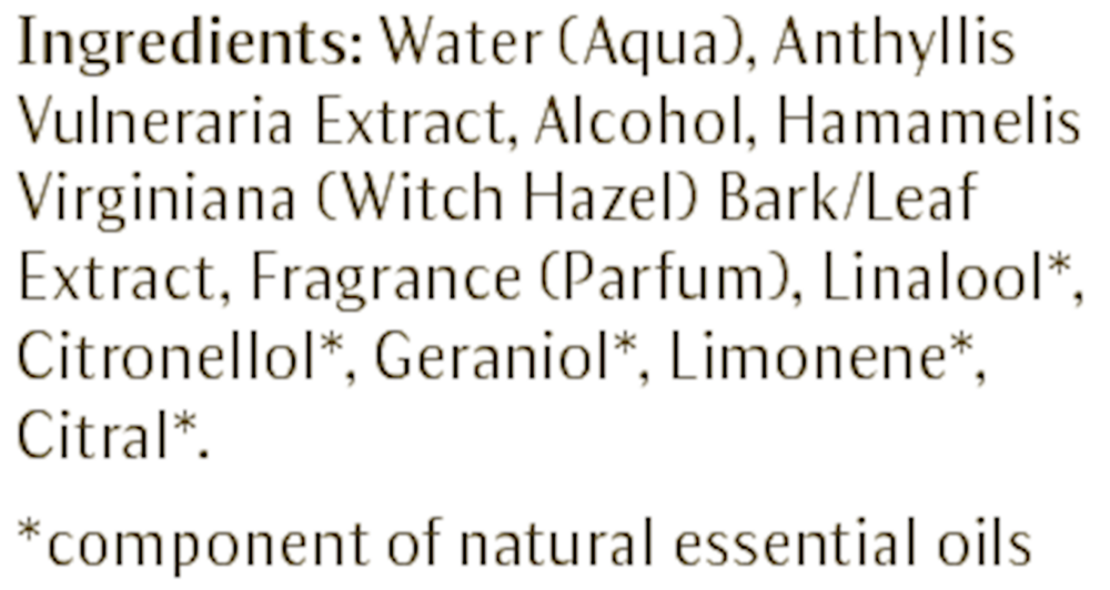 Facial Toner Supplement Facts Label