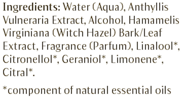 Facial Toner Supplement Facts Label