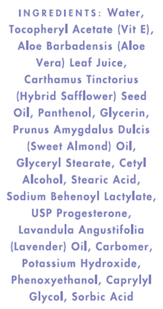 Pro-Gest Paraben-Free Lavender Supplement Facts Label