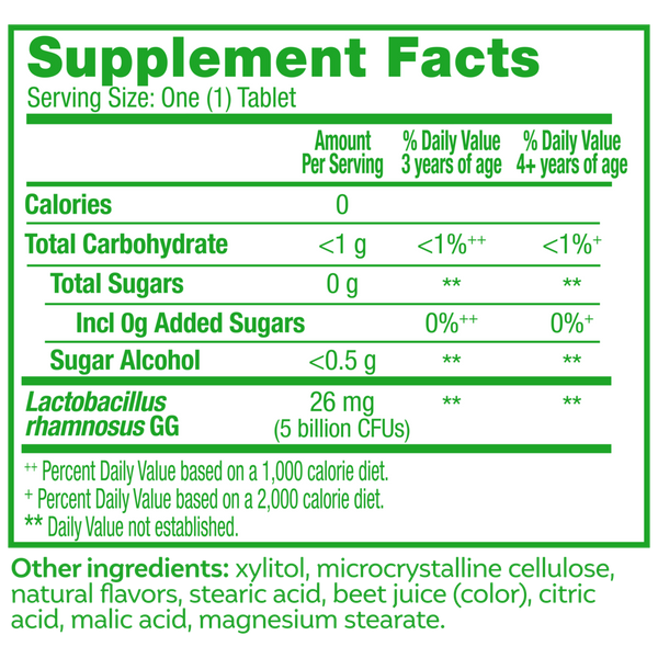Kids Probiotic Chewables Supplement Facts Label