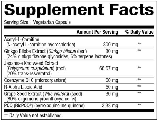 MitoLife AMP Supplement Facts Label
