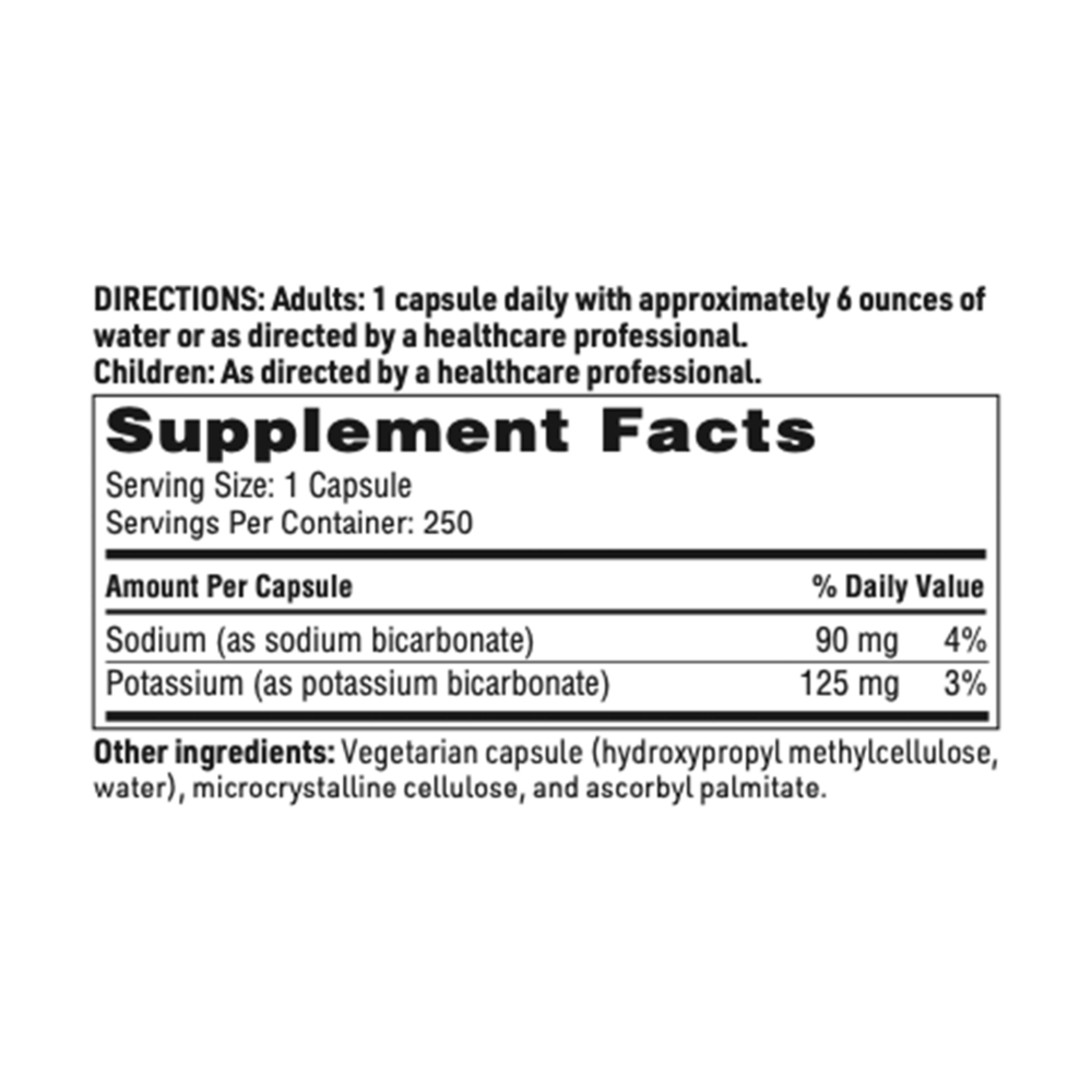 Bi-Carb Formula Supplement Facts Label
