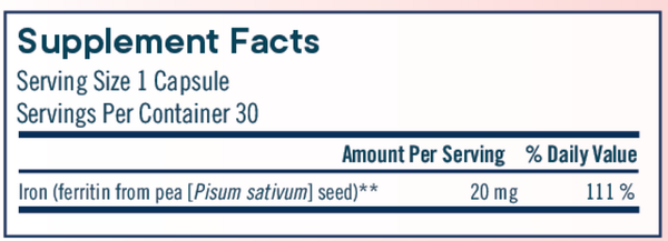 Ferritin+ Supplement Facts Label