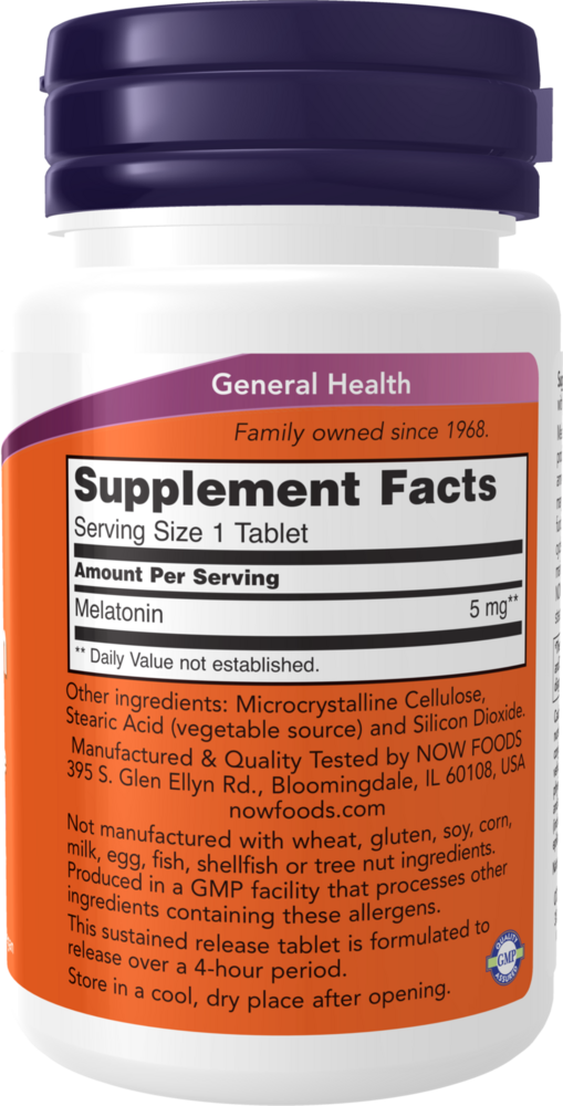 Melatonin 5 mg SR Supplement Facts Label