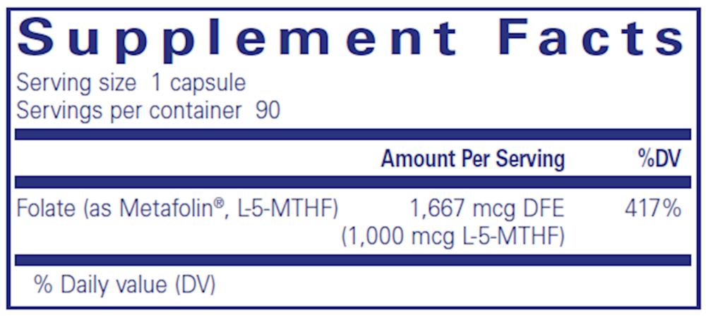 Folate 1000 Supplement Facts Label