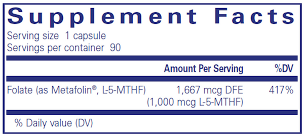 Folate 1000 Supplement Facts Label
