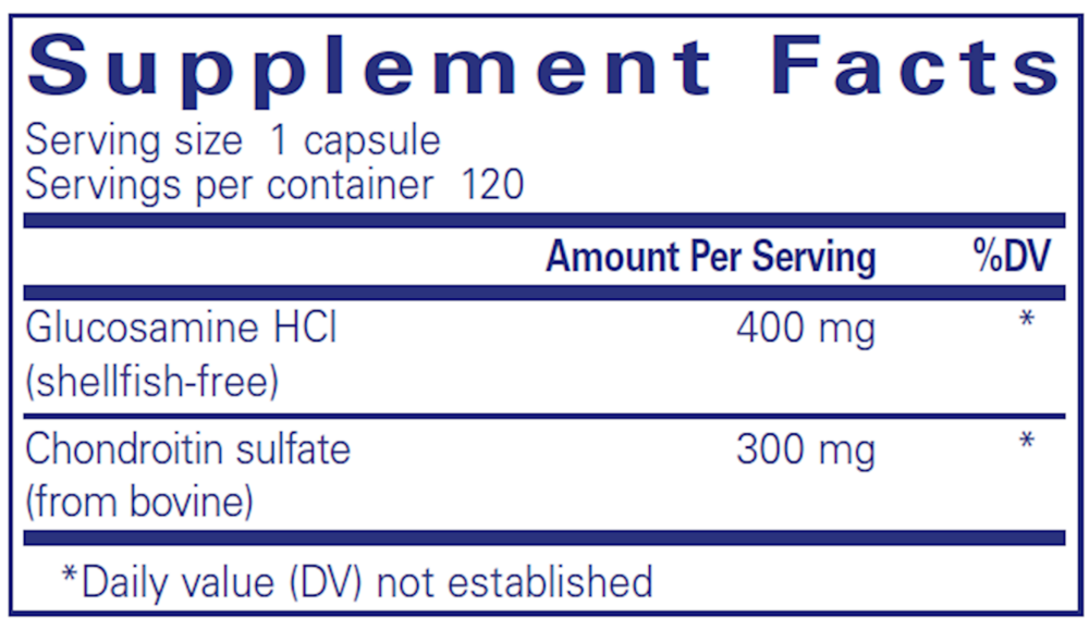 Glucosamine HCl Chondroitin Supplement Facts Label