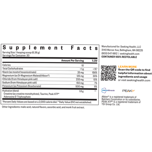 Optimal Electrolyte Orange Supplement Facts Label