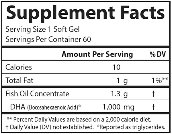 Elite DHA Gems Supplement Facts Label