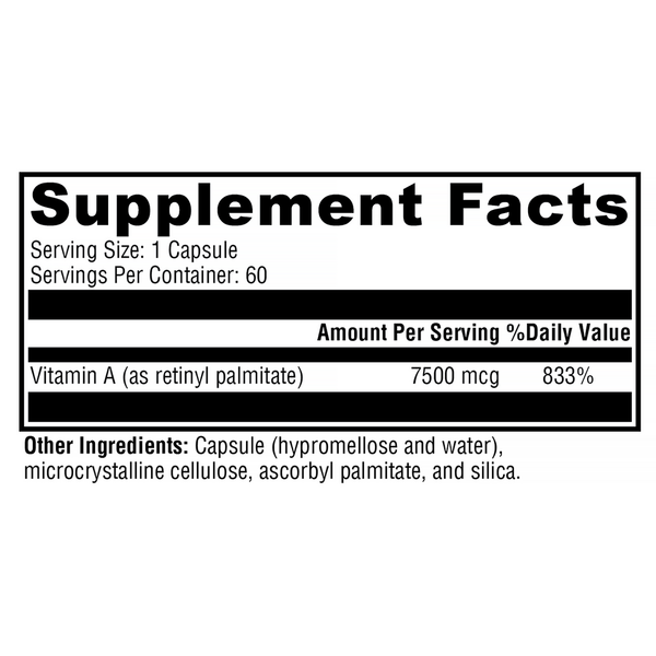 Xcellent A 7500 Supplement Facts Label