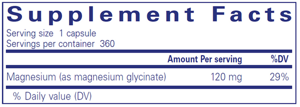 Magnesium Glycinate Supplement Facts Label