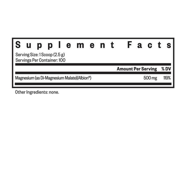 Magnesium Malate Powder Supplement Facts Label