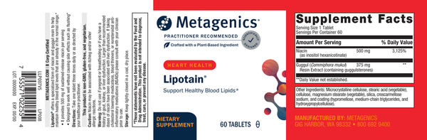 Lipotain Supplement Facts Label