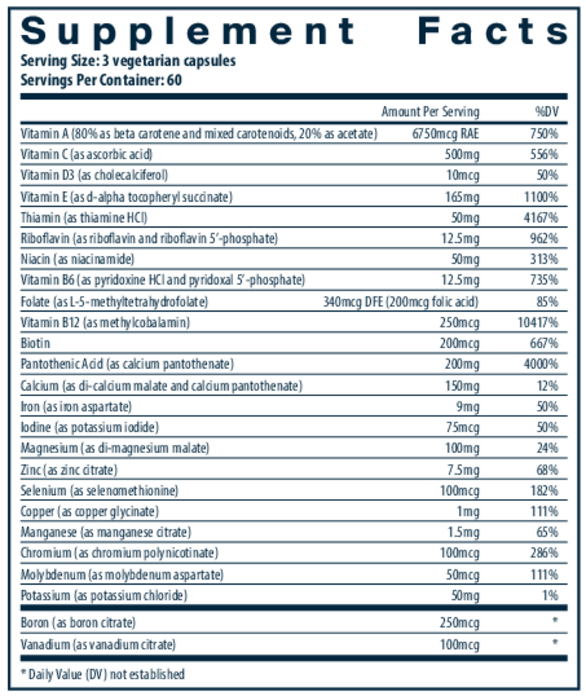 Multi-Nutrients with Iron & Iodine Supplement Facts Label