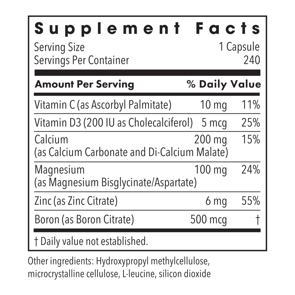 Cal/Mag/Zinc Complex with Vitamin D Supplement Facts Label