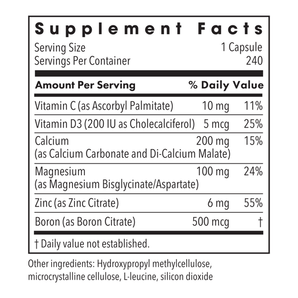 Cal/Mag/Zinc Complex with Vitamin D Supplement Facts Label