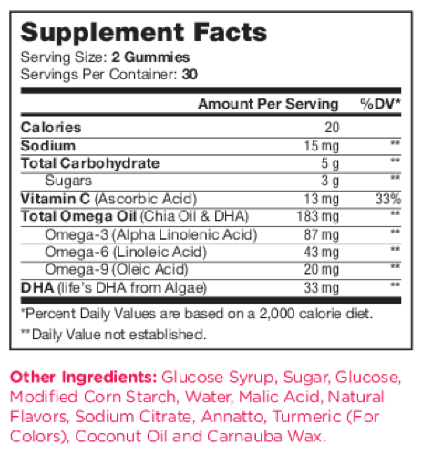 Omega 3 Gummies Supplement Facts Label