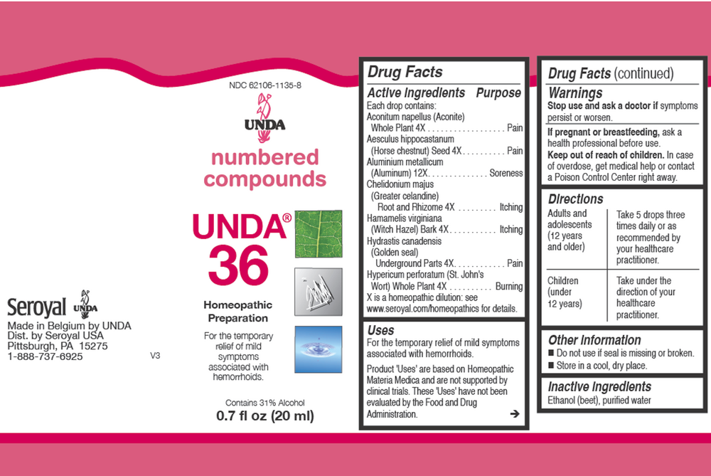 Unda 36 Supplement Facts Label