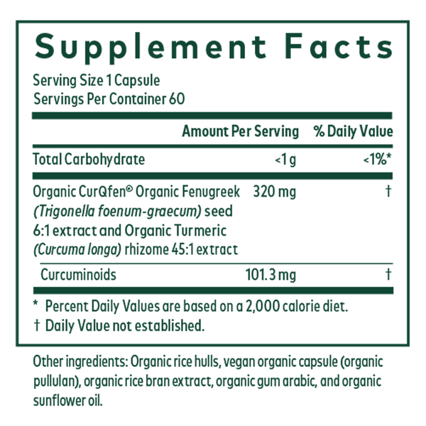 Turmeric Fenugreek Complex Supplement Facts Label