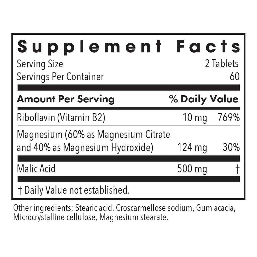 Magnesium Malate Forte Supplement Facts Label