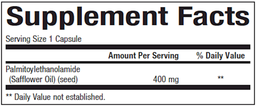 PEA (Palmitoylethanolamide) Supplement Facts Label