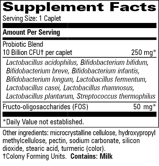 Probiotic Broad Spectrum Supplement Facts Label