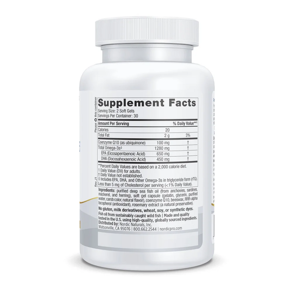ProOmega CoQ10 Soft Gels 60 Count Supplement Facts Label