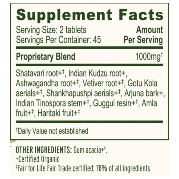 Women's Natural Transition Supplement Facts Label