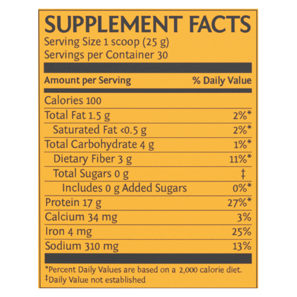 Classic Plus Protein Chocolate Supplement Facts Label