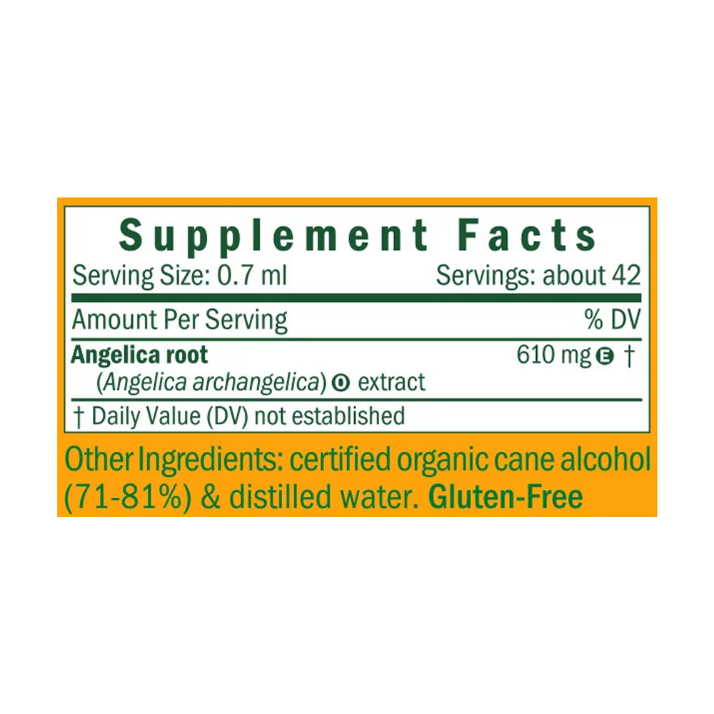 Angelica Supplement Facts Label