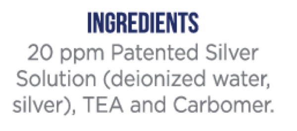 Silver Biotics Silver Gel Supplement Facts Label