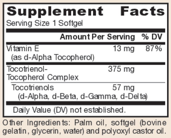 Toco-Sorb Supplement Facts Label