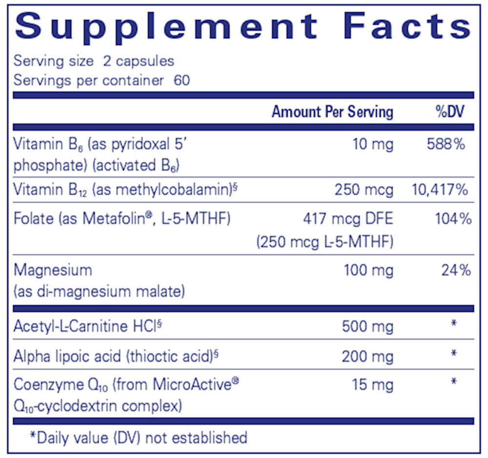 RevitalAge Nerve Supplement Facts Label