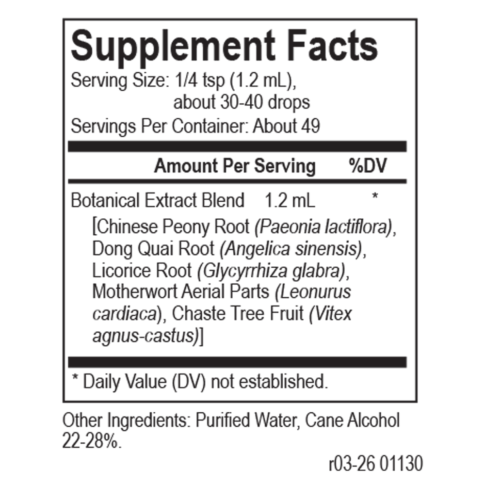 BACKORDER ONLY - Core Dong Quai Blend Supplement Facts Label
