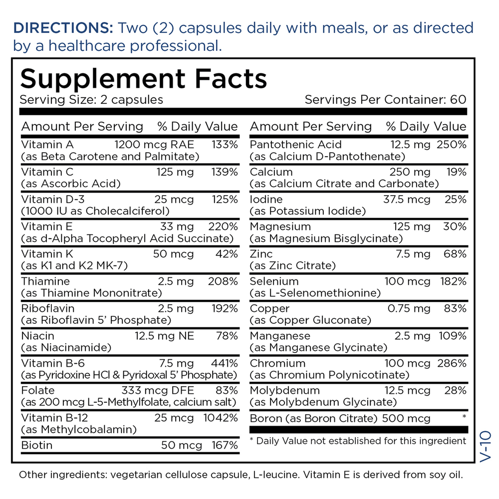 Basic Maintenance Supplement Facts Label