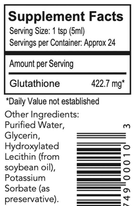 Liposomal Glutathione Supplement Facts Label