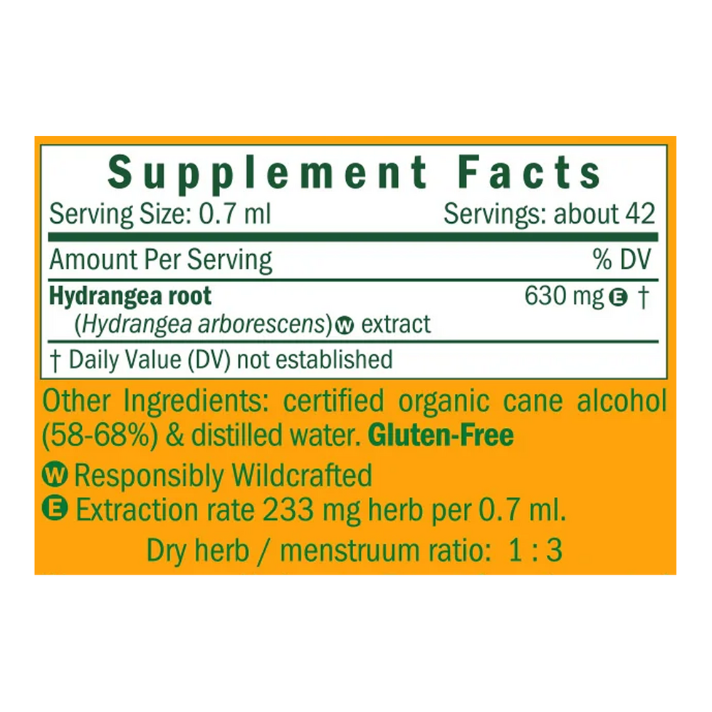 Hydrangea/Hydrangea arborescens Supplement Facts Label