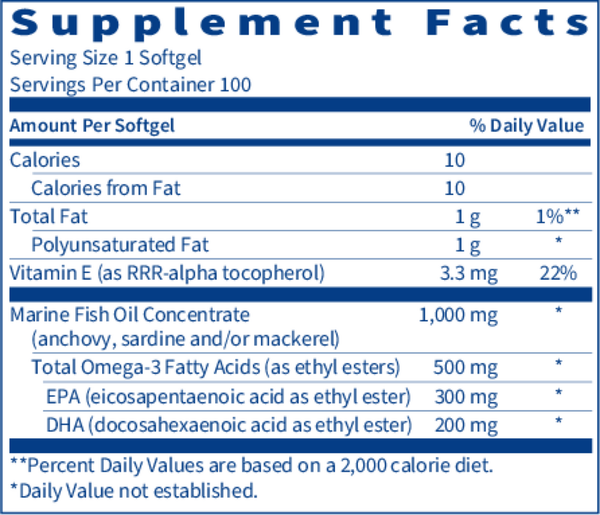 Marine Fish Oil Supplement Facts Label
